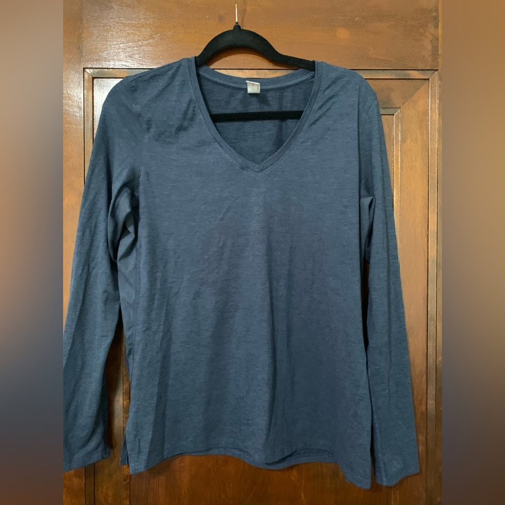 Velocity Deep Blue V-Neck Long Sleeve Tee